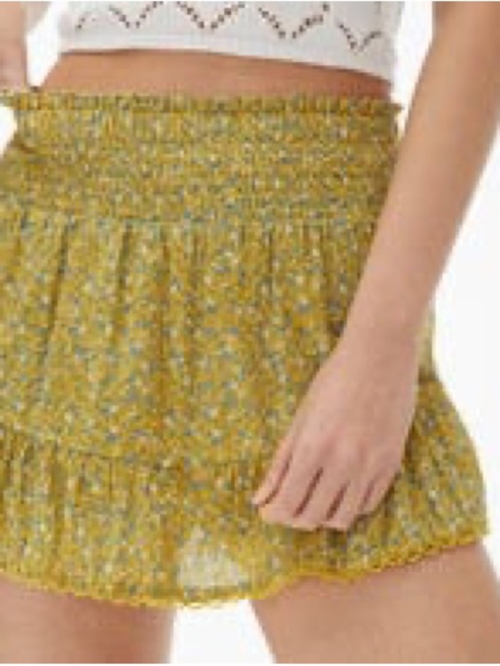 Aeropostale Yellow Floral Smocked Waist Skirt